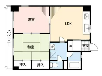グリーンヒルズ平尾(2LDK/4階)の間取り写真
