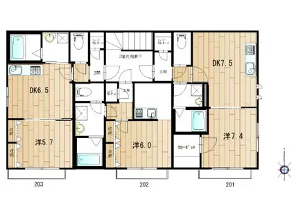 タウンコート西荻(1DK/2階)の間取り写真