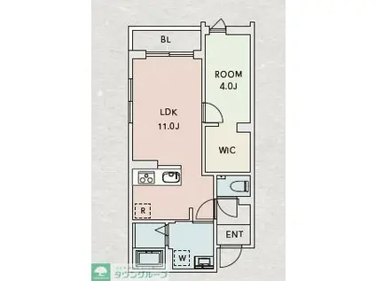 クレアーレ上目黒諏訪山II(1LDK/1階)の間取り写真