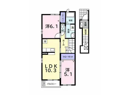 ヴァンクール・アビテ(2LDK/2階)の間取り写真