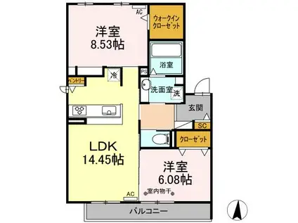 ロアールANDO.E(2LDK/2階)の間取り写真