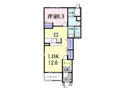 メリーブライト(1LDK/1階)の間取り写真