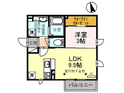 GRAN FELICIA(1LDK/2階)の間取り写真
