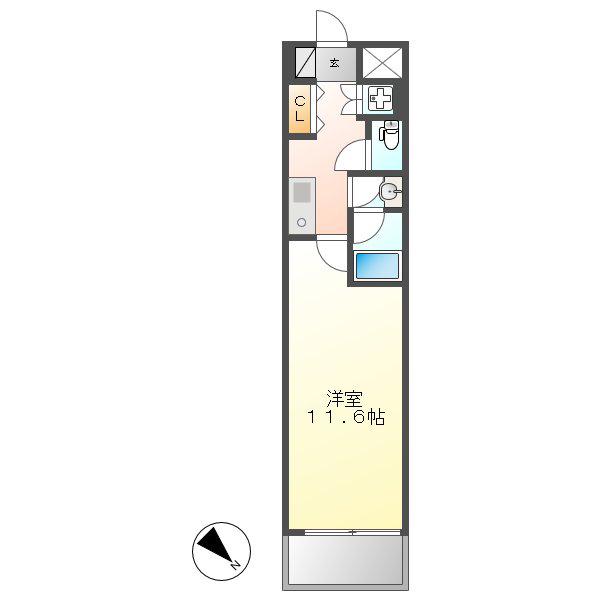 CASAα名駅南(1K/9階)の間取り写真