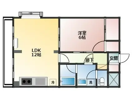 メゾン・ドゥ・ヴァン上赤江(1LDK/4階)の間取り写真