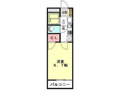 レオパレスアズール新都心(1K/1階)の間取り写真