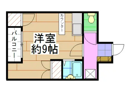 ポートサイドAビル(ワンルーム/3階)の間取り写真