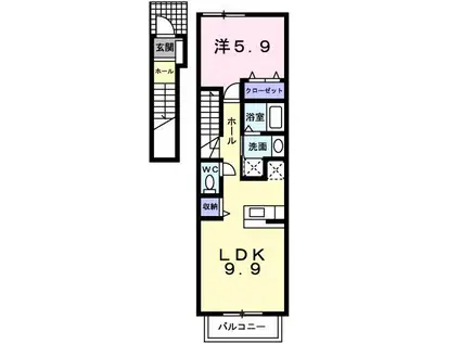 スカイブルー(1LDK/2階)の間取り写真