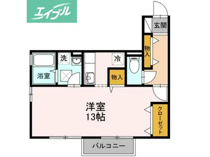 FIT HOUSE A棟(ワンルーム/2階)の間取り写真