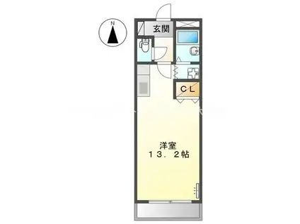 ヴィサージュ東森岡(ワンルーム/1階)の間取り写真