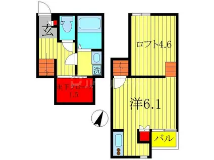 CB柏テラス(ワンルーム/1階)の間取り写真