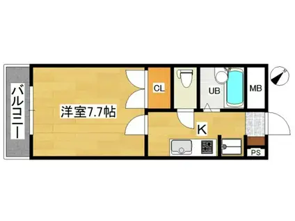 サンメゾン土樋(1K/4階)の間取り写真