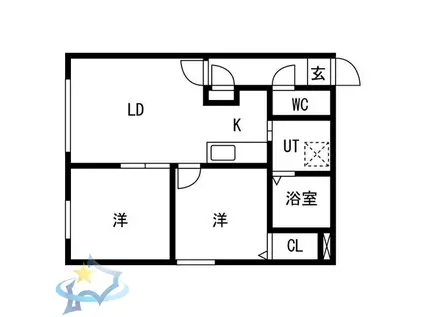 DAITO RESIDENCE 中央区役所前(2LDK/4階)の間取り写真