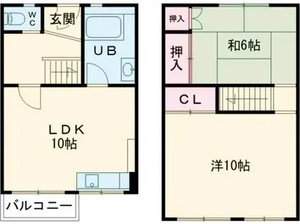 松が丘15号棟(2LDK/3階)の間取り写真
