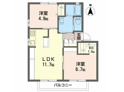 ファミールコート A(2LDK/2階)の間取り写真