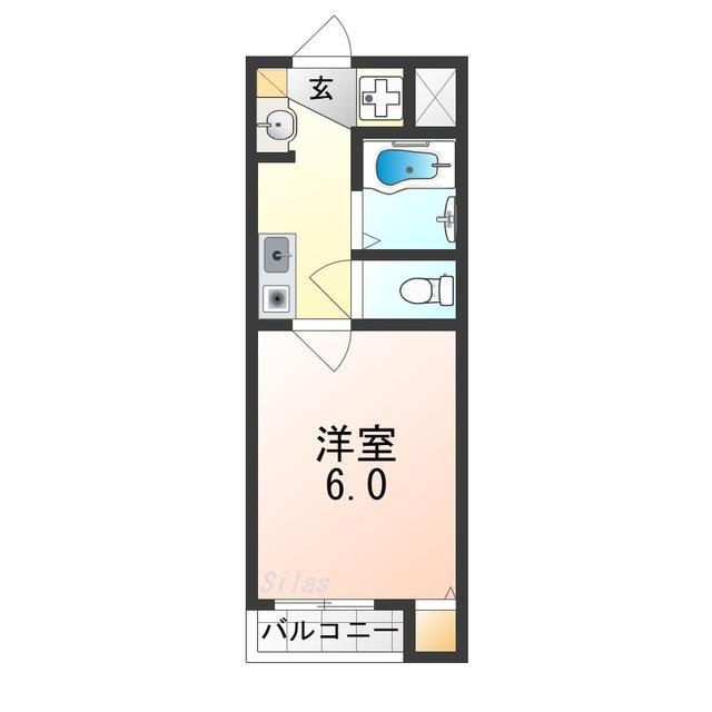 カーサマロン(1K/4階)の間取り写真