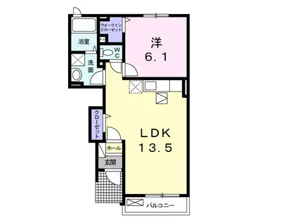 パッシオーネK(1LDK/1階)の間取り写真