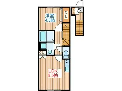 RS川内(1LDK/2階)の間取り写真