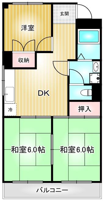 レスカール千代田(3DK/2階)の間取り写真