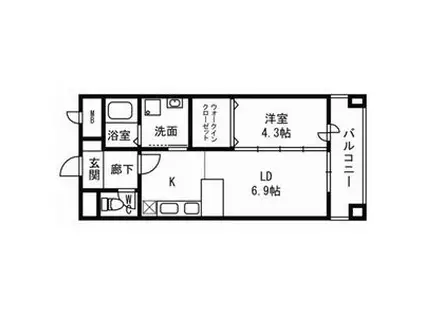 K.ライツェント(1LDK/4階)の間取り写真