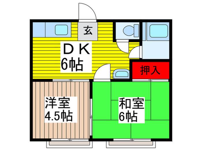 白百合ハウス(2DK/2階)の間取り写真