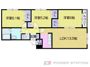 CASA DEL MAR(3LDK/2階)の間取り写真