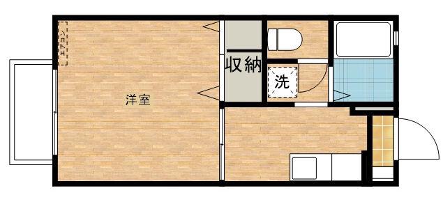 ハウス一条今泉(1K/1階)の間取り写真