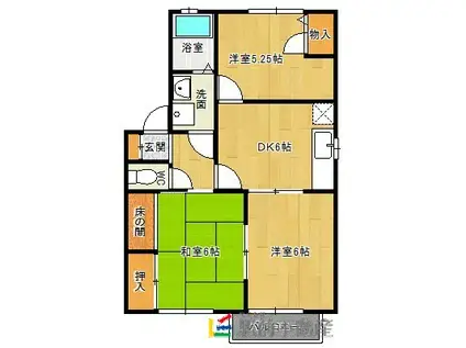 ブランドール牛津21 C棟(3DK/1階)の間取り写真