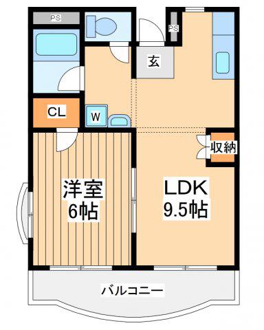 グリーンプラザ御園3号棟(1LDK/2階)の間取り写真