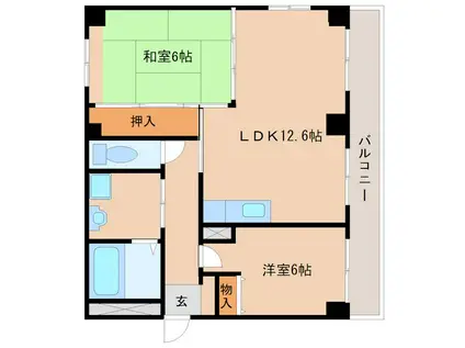 サンセリテ1源(2LDK/3階)の間取り写真