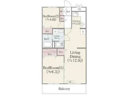 ドエルリバーサイド大島(2LDK/2階)の間取り写真