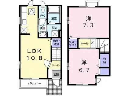 メープル アベニュー 大橋町(2LDK/1階)の間取り写真