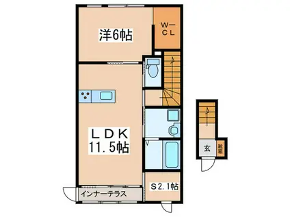 LIBRE(1SLDK/2階)の間取り写真