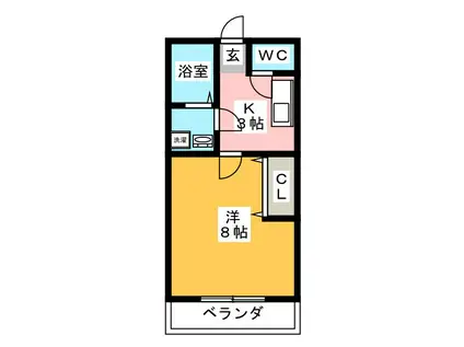 駅PARTII(1K/3階)の間取り写真