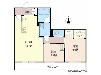 シャーメゾンARISTIO(2LDK/2階)の間取り写真