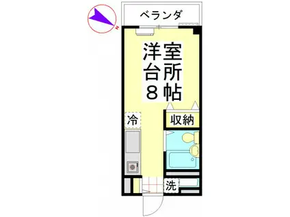 エステートピアオークス(ワンルーム/3階)の間取り写真