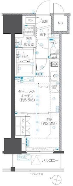 ズーム本郷(1DK/8階)の間取り写真