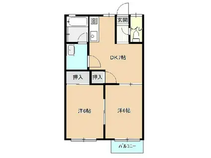 ハイツフリーデン(2DK/2階)の間取り写真