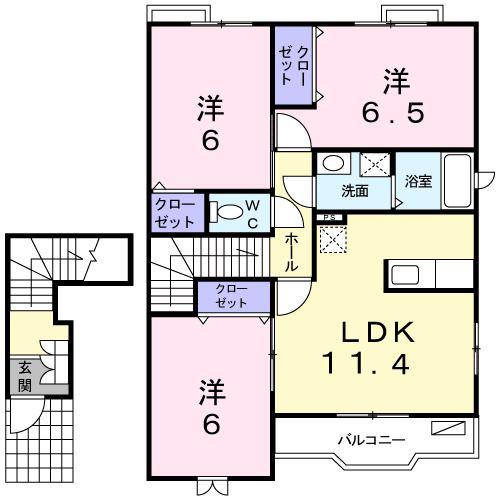 リジエール(3LDK/2階)の間取り写真