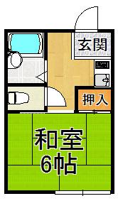 エレガンスハイツ武庫川(1K/1階)の間取り写真