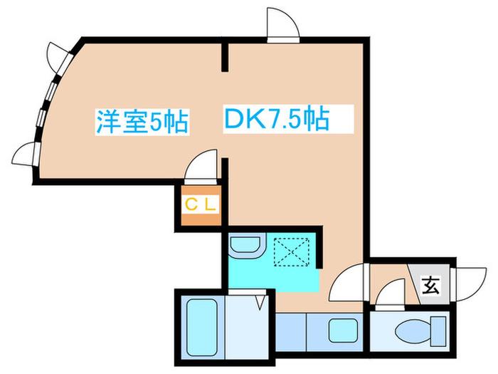 プラネットツイン円山公園(1DK/2階)の間取り写真