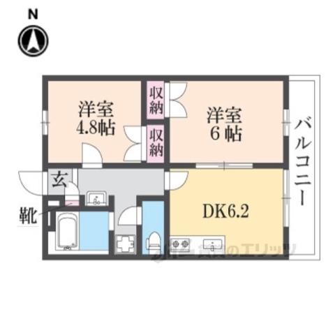 レオパレス浪漫(2DK/2階)の間取り写真