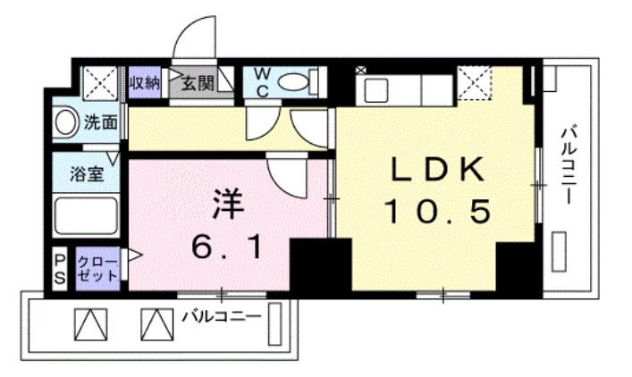 アビタ ヴァン(1LDK/4階)の間取り写真