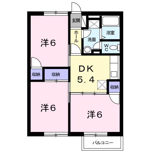 グレースMITA I(3DK/1階)の間取り写真