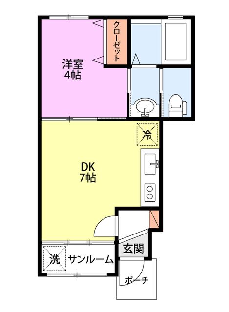グランシエルII(1DK/1階)の間取り写真