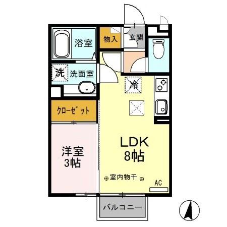 ヴィラージュレヨン(1LDK/2階)の間取り写真