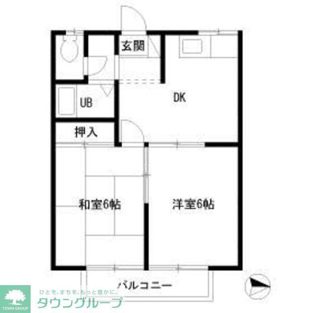 エステートピアエルム(2DK/2階)の間取り写真