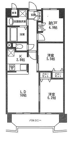 エスペランサII(2SLDK/9階)の間取り写真