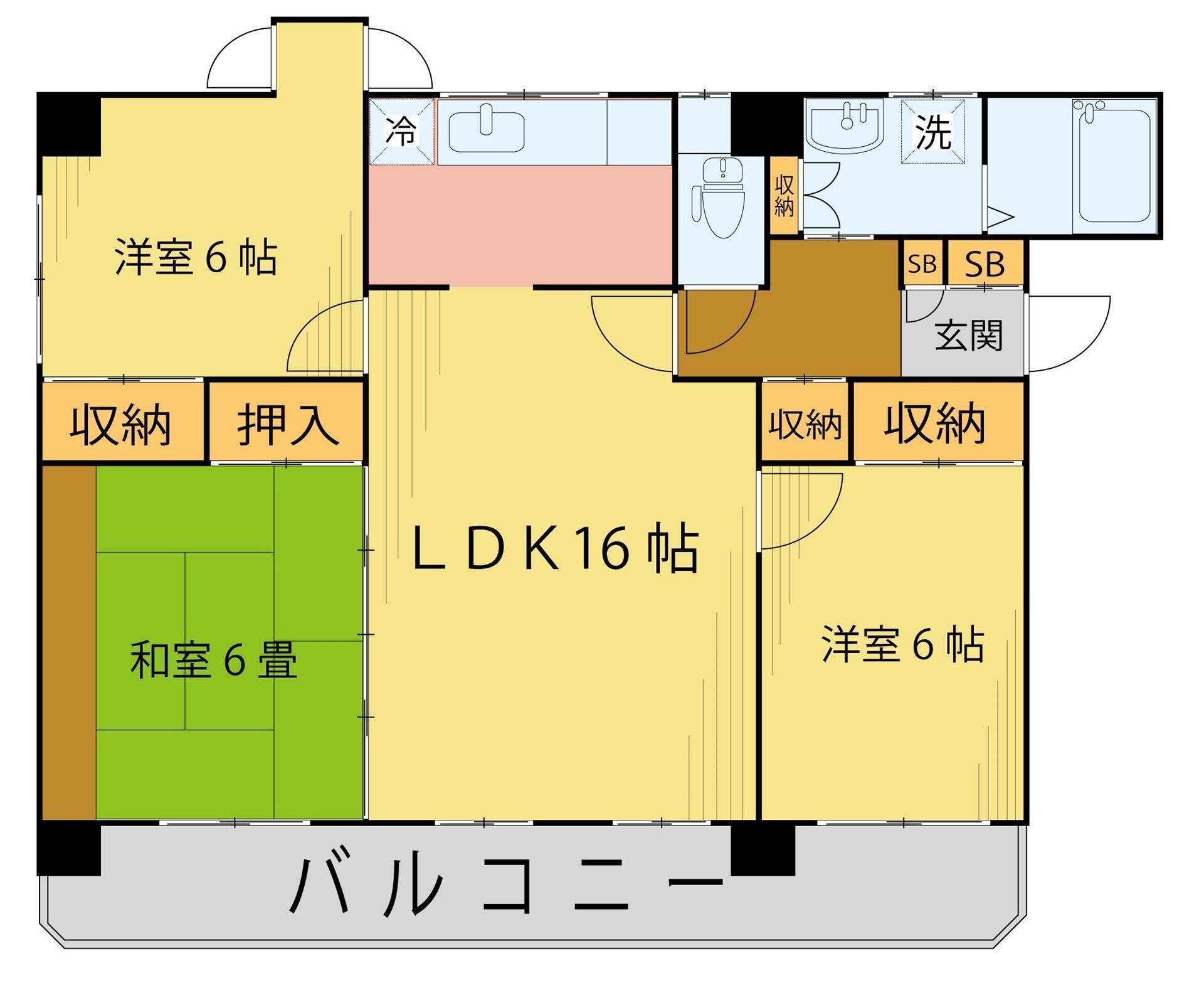 ハウス米ケ袋三丁目(3LDK/2階)の間取り写真