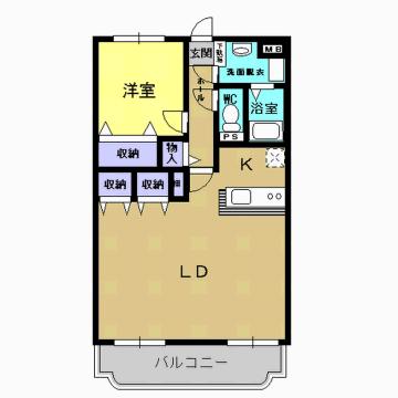 メゾン・ドゥ・ソレイユII(1LDK/1階)の間取り写真